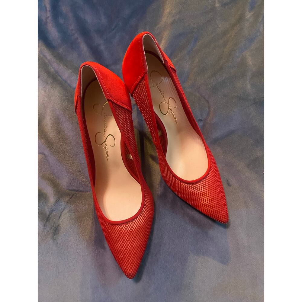 Red Jessica Simpson heels.